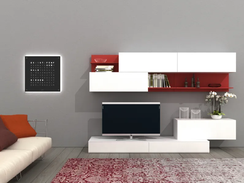 Parete attrezzata in stile moderno Villanova in laccato opaco Offerta Outlet