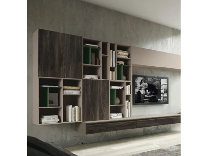 Parete attrezzata Living space Siloma in stile moderno a prezzo ribassato