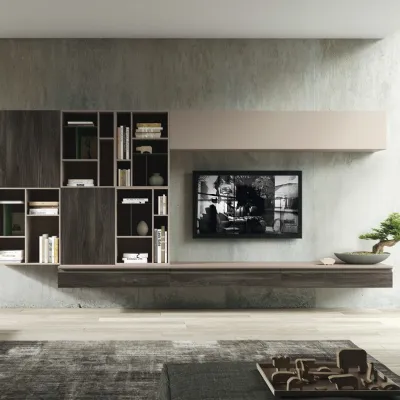Parete attrezzata Living space Siloma in stile moderno a prezzo ribassato