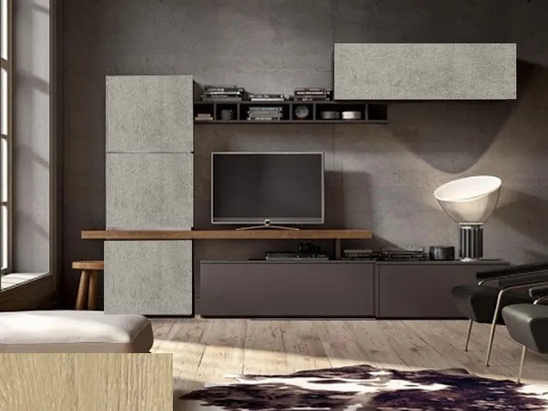 Parete attrezzata Nuovi mondi cucine Soggiorno coloniale moderno zen in offerta  PREZZI OUTLET