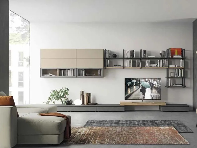 Parete attrezzata  soggiorno industrial design  Nuovi mondi cucine OFFERTA OUTLET