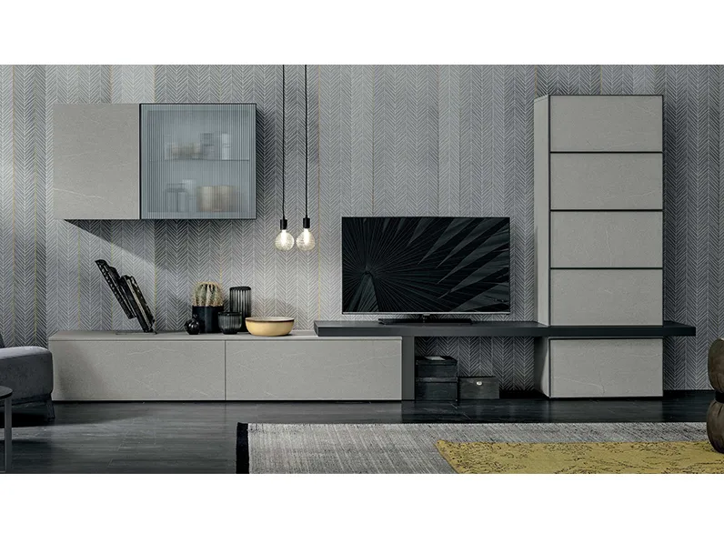 Parete attrezzata The  collection Tomasella in laminato materico a prezzo Outlet