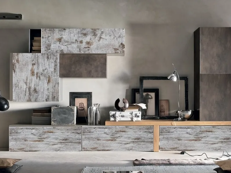 parete soggiorno moderno vintage in offerta outlet arredamento