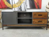 Porta tv Artigianale in legno Industrial legno riciclato&ferro a prezzo Outlet