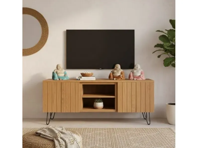 Mobile porta tv Teak linea vintage di Artigianale con uno SCONTO IMPERDIBILE