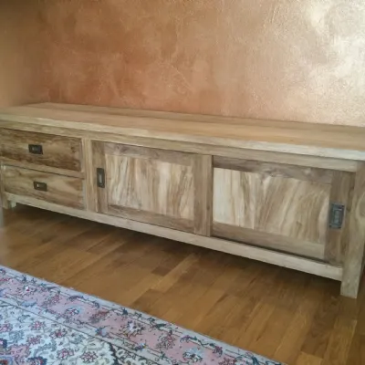 Porta tv Teak riciclato - ante scorrevoli Artigianale in legno in Offerta Outlet