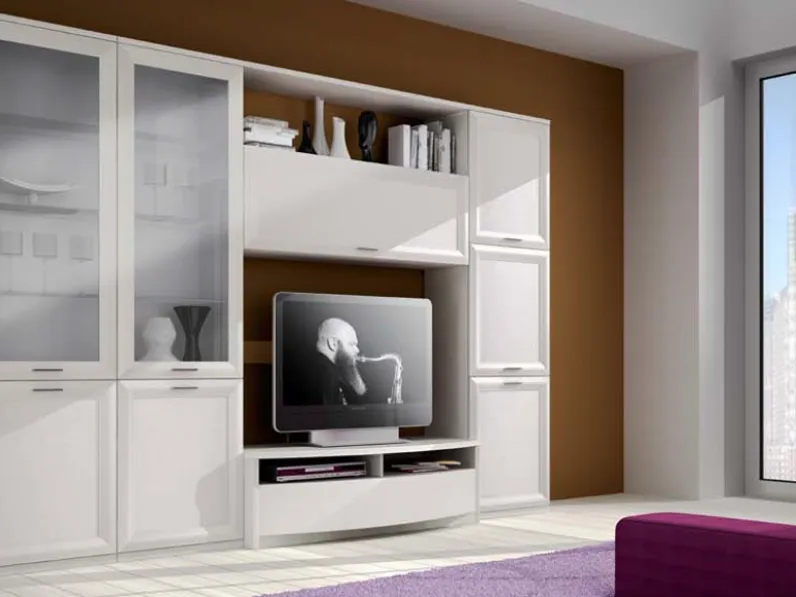 Soggiorno componibile mod.Jazz 13 con base porta Tv sagomata