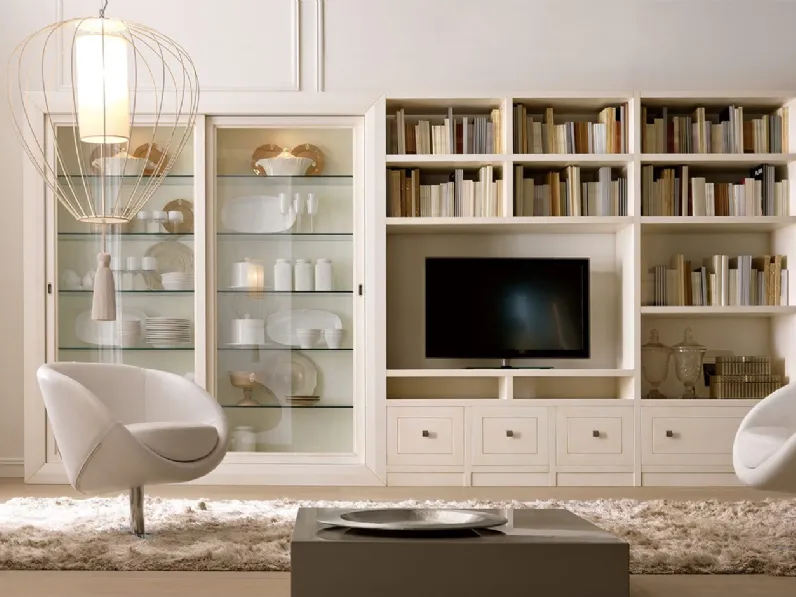 Pacema Soggiorno Soggiorno bianco anticato pennellato Laccato Opaco Librerie