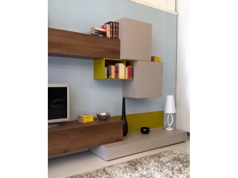 Soggiorno Siloma laccato opaco e in laminato materico  a prezzo scontato