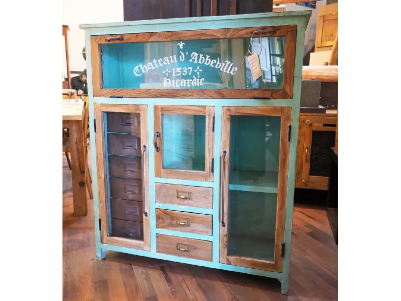 Vetrinetta Mobile vetrina shabby vintage chic in offerta  Outlet etnico in stile design a prezzo scontato