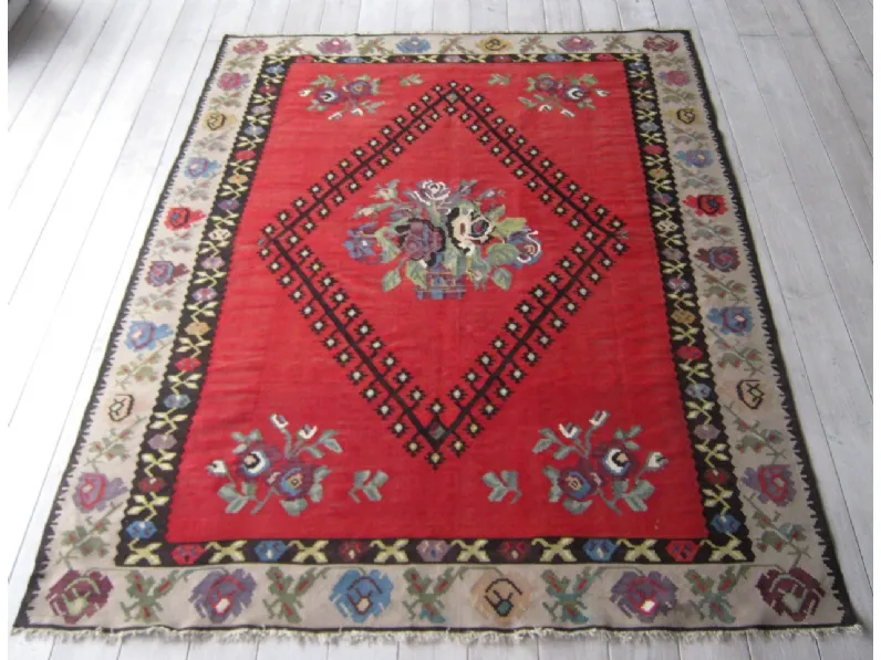 TAPPETO Kilim, tappeto orientale rombo centrale, rug SCONTATO 55%