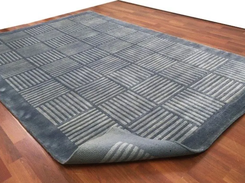 Tappeto modello Tappeto lana indo grigio 190x290 Artigianale in lana  a prezzo scontato