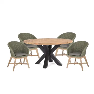 Tavolo da giardino  set tavolo roderick 150 cm con 4 sedie coachella verdi a marchio Bizzotto a prezzo ribassato