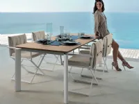 Tavolo scontato per l'esterno Domino da 160/215 teak/bianco Talenti