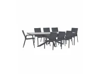 Tavolo da giardino Tavolo pascal allungabile 200-26 cm con 8 poltrone krion antracite a marchio Bizzotto a prezzo scontato