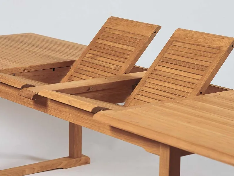 Tavolo da giardino Tavolo allungabile vero teak a marchio Md work a prezzo scontato