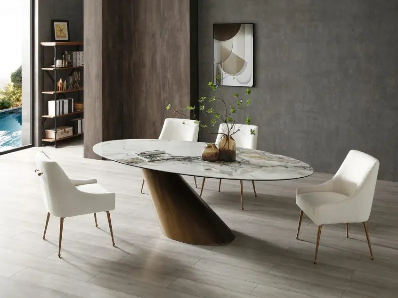 Tavolo in ceramica ovale Oasi Domitalia in offerta outlet