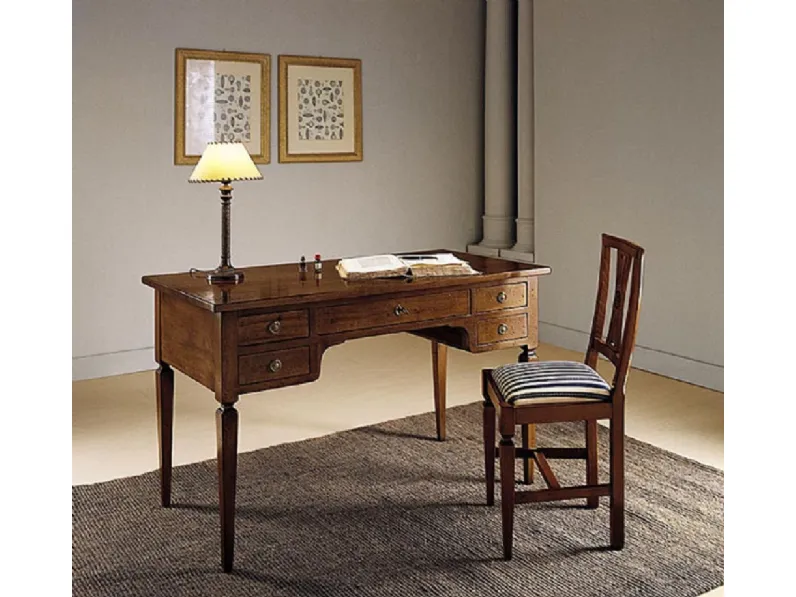  Tavolo Scrittoio con cinque cassetti finitura noce scontato del -30 %