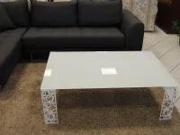 Tavolino 120x80 con gamba lavorata  con piano in vetro scontato del -45 %