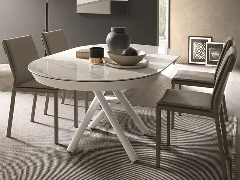 Tavolo in laminato rotondo Round trasformabile Artigianale in offerta outlet