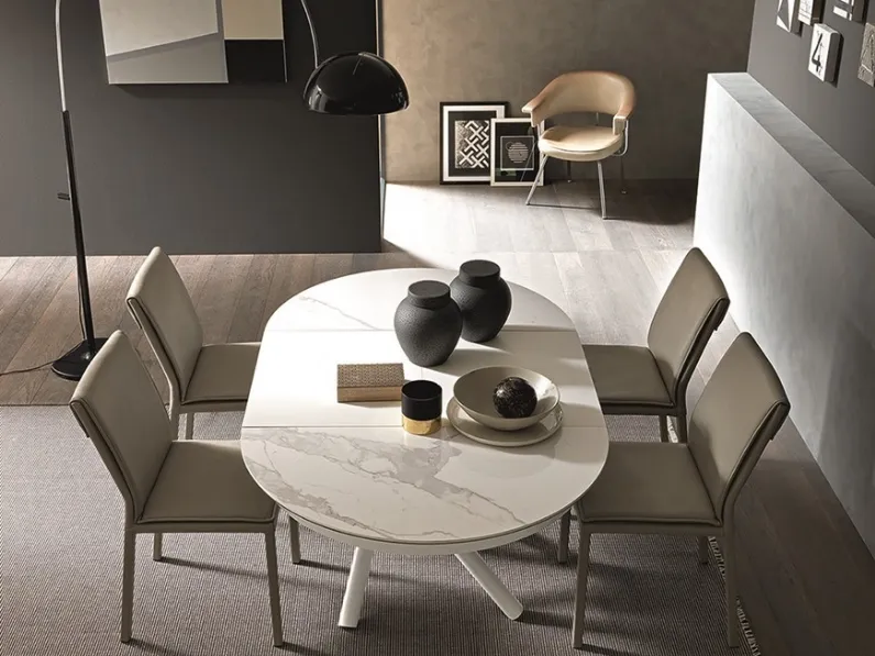 Tavolo in laminato rotondo Round trasformabile Artigianale in offerta outlet
