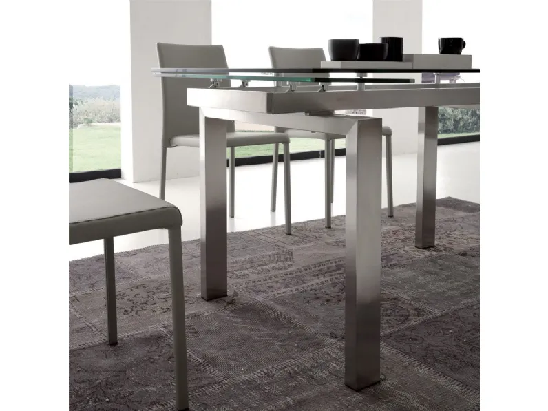 Tavolo rettangolare in vetro 627 manhattan di La seggiola in Offerta Outlet
