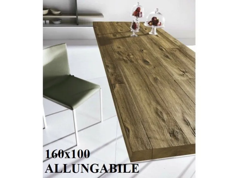 Tavolo in legno rettangolare Air allungabile 160x100 Lago in offerta outlet