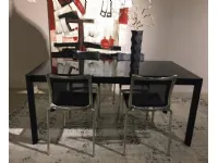 Tavolo rettangolare Tavolo cross strttura nera piano cristallo extrachiaro bonaldobonaldo Bonaldo scontato del 55%
