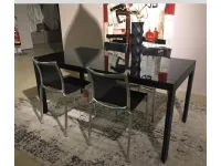 Tavolo rettangolare Tavolo cross strttura nera piano cristallo extrachiaro bonaldobonaldo Bonaldo scontato del 55%