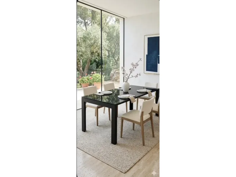 Tavolo rettangolare in vetro Tavolo cross strttura nera piano cristallo extrachiaro bonaldobonaldo di Bonaldo in Offerta Outlet