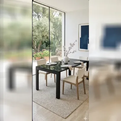 Tavolo rettangolare in vetro Tavolo cross strttura nera piano cristallo extrachiaro bonaldobonaldo di Bonaldo in Offerta Outlet