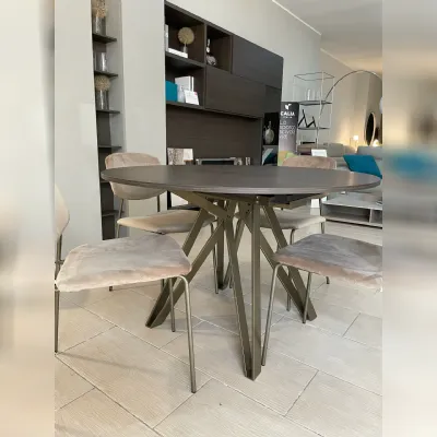 Tavolo in altri materiali rotondo Apple noce termocotto Zamagna in offerta outlet