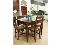 Tavolo in legno quadrato Arcadia con 4 sedie Artigianale in offerta outlet