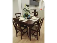 Tavolo in legno quadrato Arcadia con 4 sedie Artigianale in offerta outlet