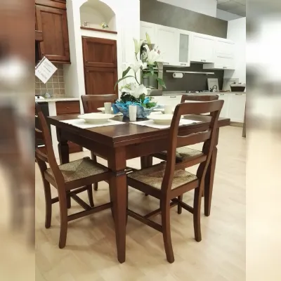 Tavolo in legno quadrato Arcadia con 4 sedie Artigianale in offerta outlet