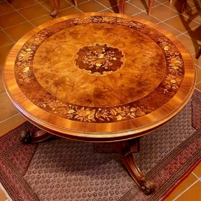 Tavolo rotondo in legno Olandese rotondo di Artigianale in Offerta Outlet
