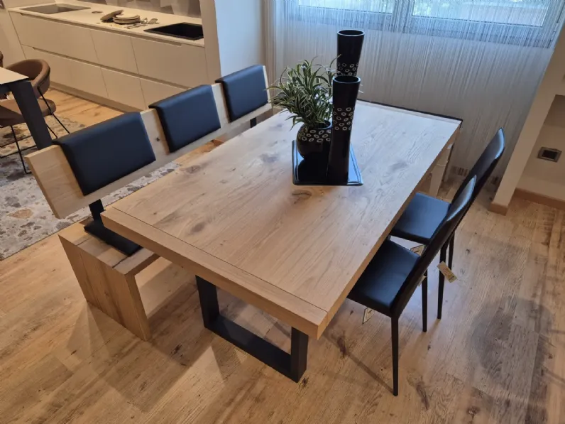Tavolo in legno rettangolare Rovere Artigianale in offerta outlet