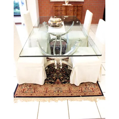 Tavolo rettangolare in vetro Zanna di elefante di Artigianale in Offerta Outlet