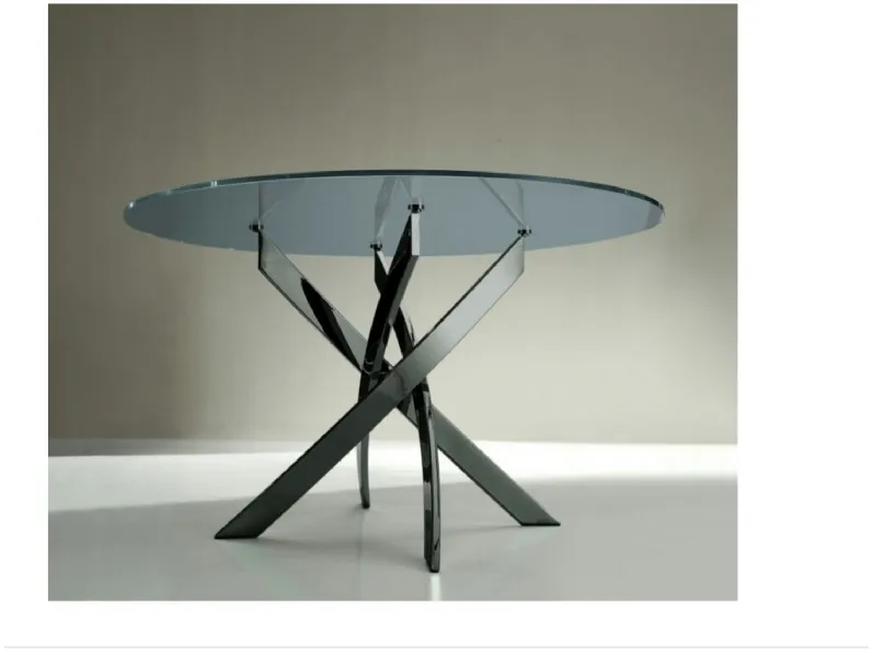 Tavolo Barone Bontempi in vetro ellittico, offerta outlet.