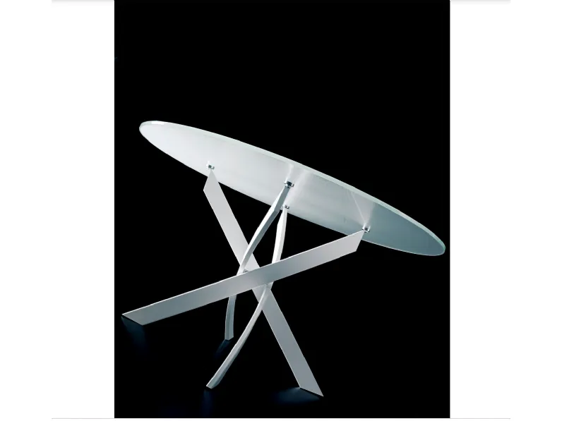 Tavolo Barone Bontempi in vetro ellittico, offerta outlet.
