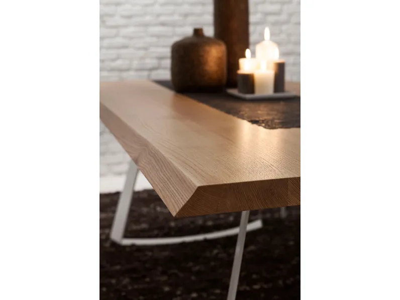 Tavolo in legno rettangolare Bruno Artigianale in offerta outlet