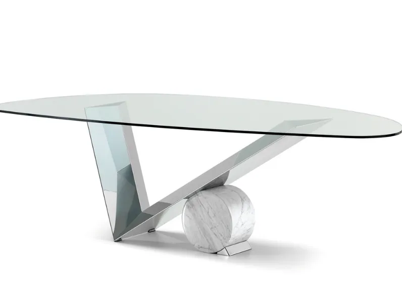 Outlet: Tavolo Cattelan Italia, piano in vetro sagomato. Prezzo imbattibile!