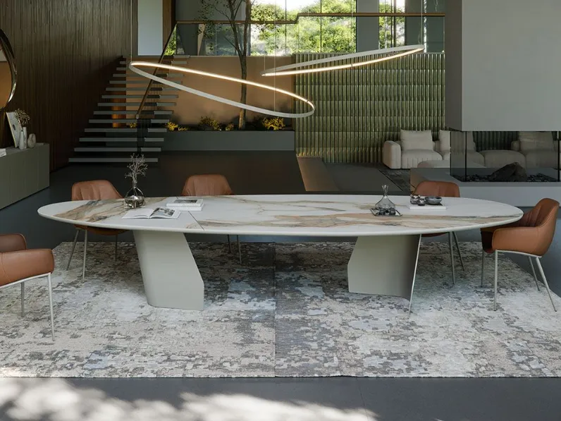 Tavolo con piano in ceramica ellittico di Cattelan italia a PREZZO OUTLET 
