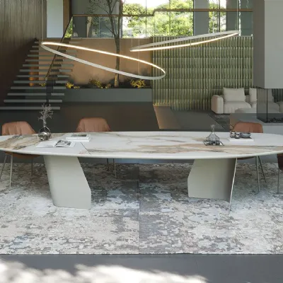 Tavolo con piano in ceramica ellittico di Cattelan italia a PREZZO OUTLET 