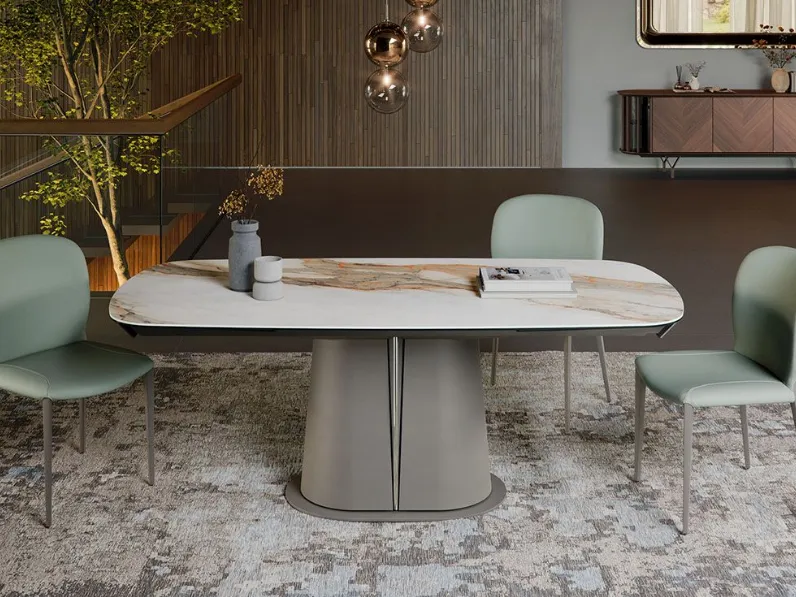 Tavolo con piano in ceramica sagomato di Cattelan italia a PREZZO OUTLET 