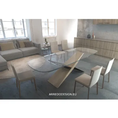 Tavolo in vetro ellittico Wing Dexo a prezzo ribassato