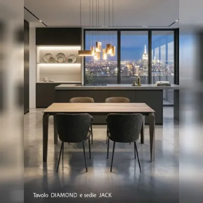 Tavolo in ceramica rettangolare Diamond Zamagna in offerta outlet