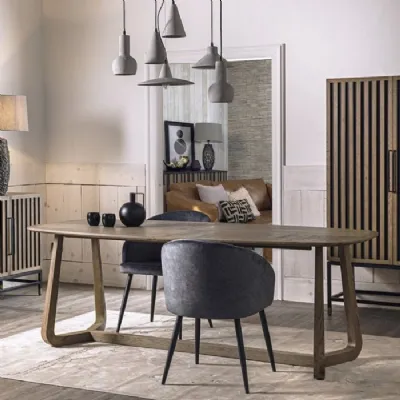 Tavolo in legno ellittico Ellisse db007478 Dialma brown in offerta outlet