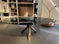 Tavolo con piano in vetro ellittico di Colico a PREZZO OUTLET 