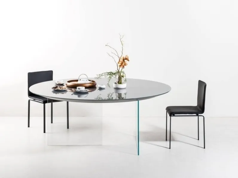 Tavolo rotondo in vetro Air tondo vetro di Lago in Offerta Outlet